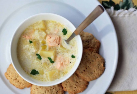 Рецепт сливочного супа с лососем