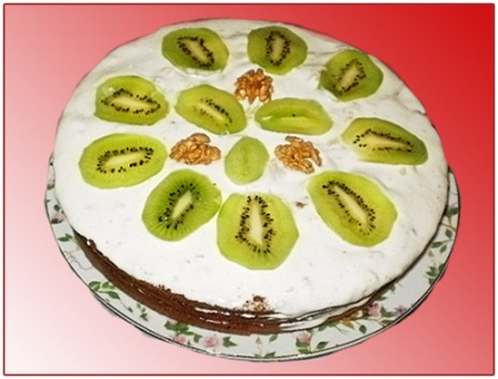 Рецепт фруктового бисквитного торта  «Радуга»
