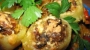 Картофель, фаршированный баклажанами и грибами