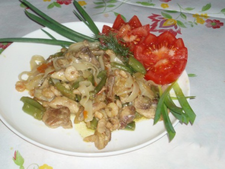 Рецепт рисовой лапши с курицей и креветками