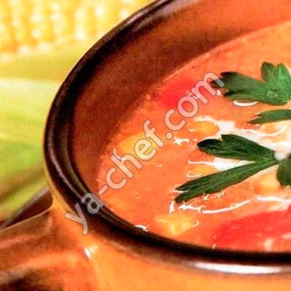 Холодный томатный суп с кукурузой